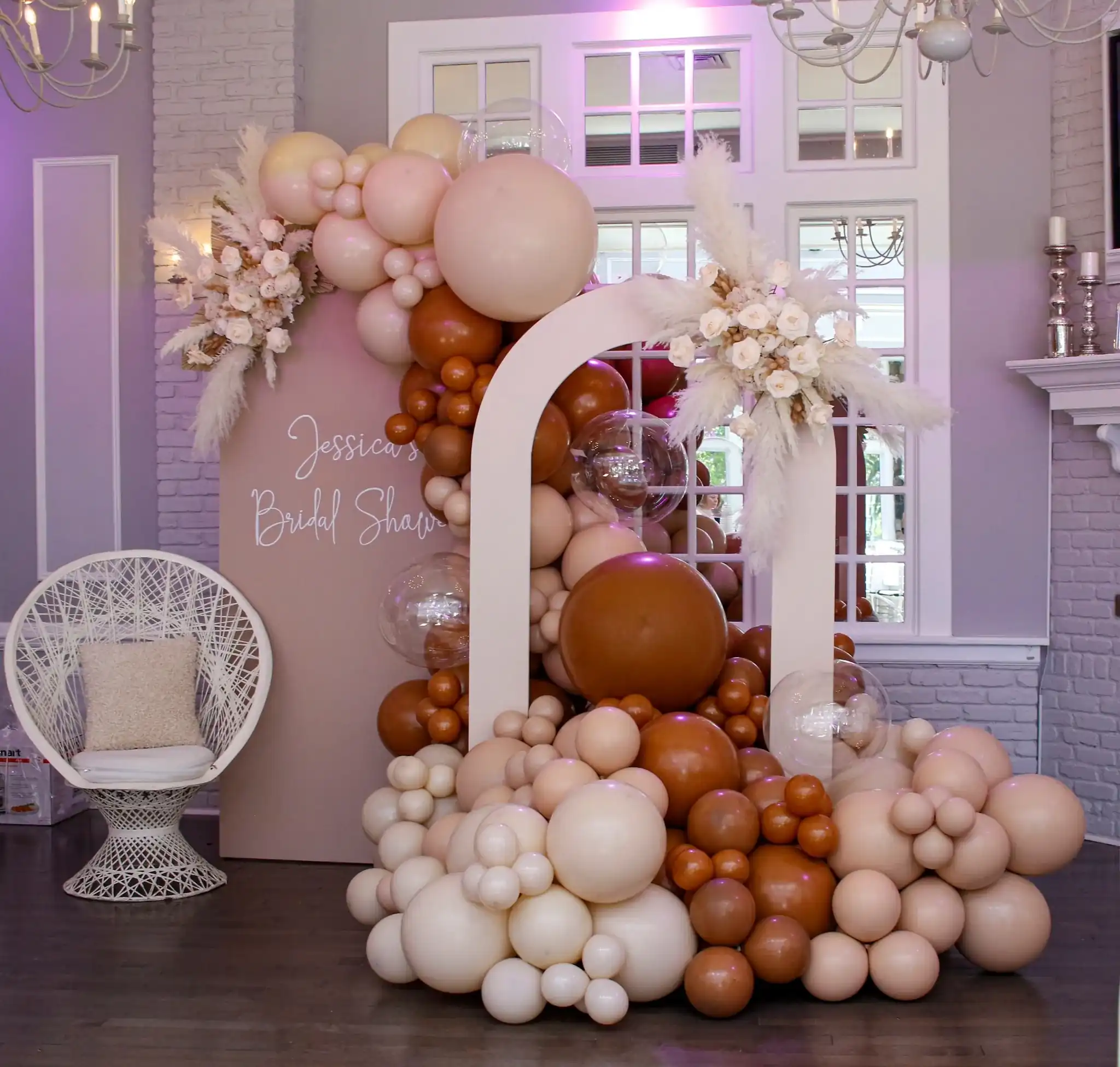 Bridal shower balloon arch décor by Dream Events NY