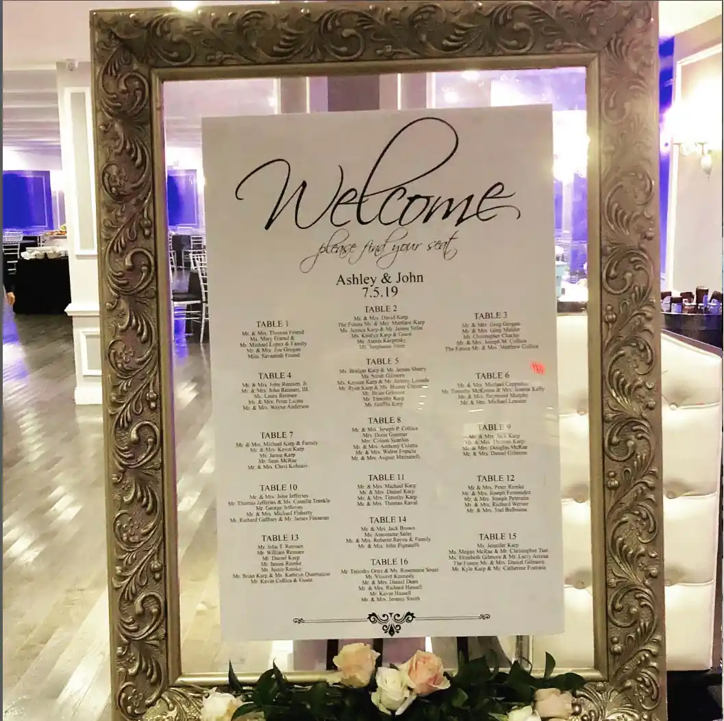 Seating Chart, Long Island Event Rentals